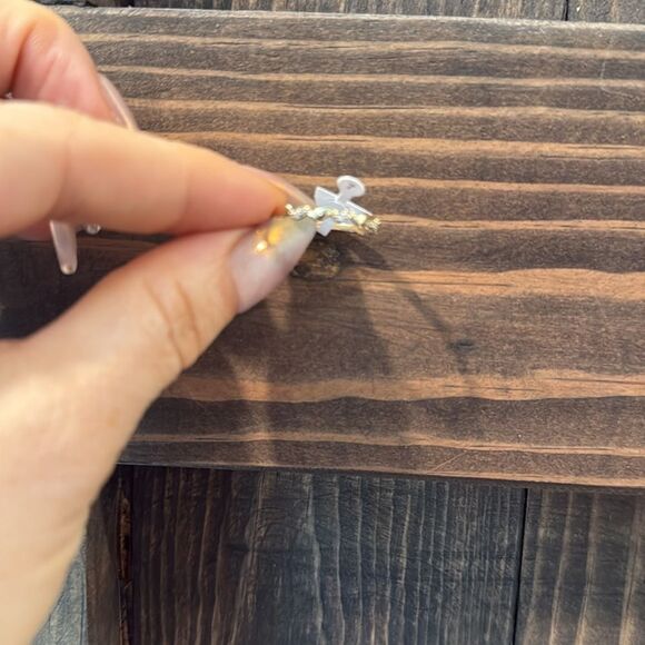 Elegant 14K Gold Plated Twisted Zirconia Ring - Picture 5 of 11